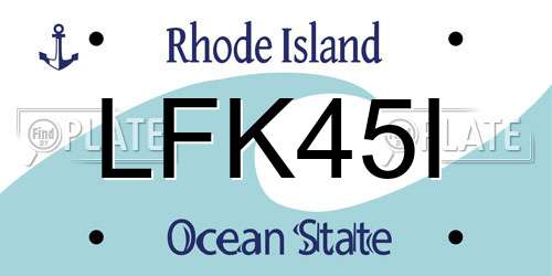 LFK45I Rhode Island License Plate