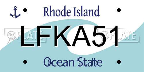 LFKA51 Rhode Island License Plate