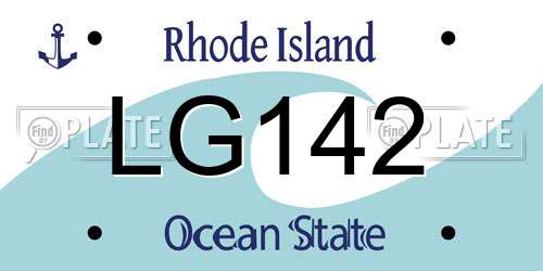 LG142 Rhode Island License Plate