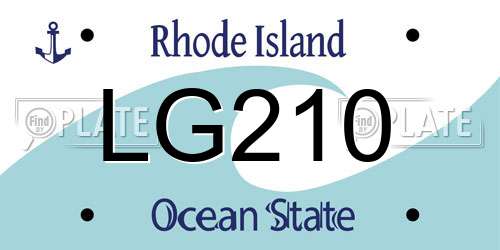 LG210 Rhode Island License Plate