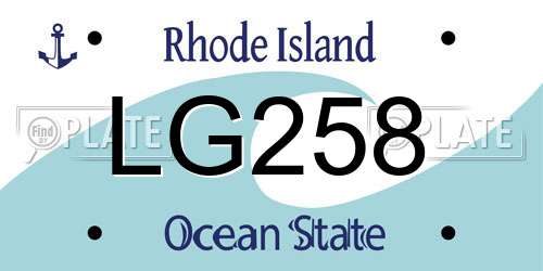 LG258 Rhode Island License Plate