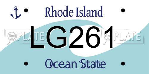 LG261 Rhode Island License Plate