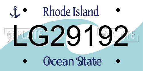 LG29192 Rhode Island License Plate