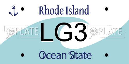LG3 Rhode Island License Plate