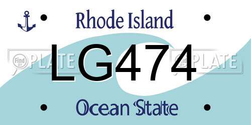 LG474 Rhode Island License Plate