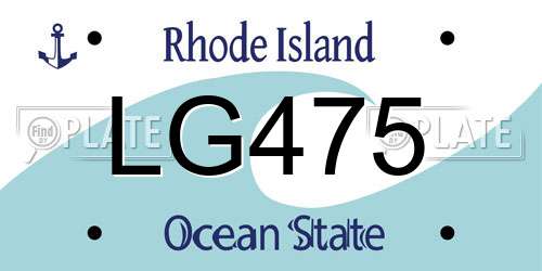 LG475 Rhode Island License Plate
