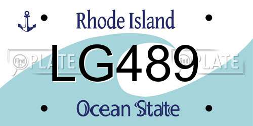 LG489 Rhode Island License Plate