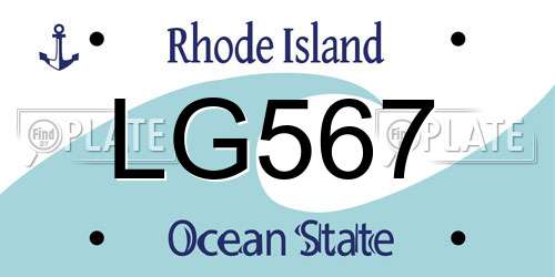 LG567 Rhode Island License Plate