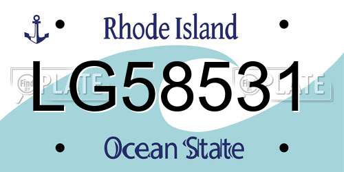 LG58531 Rhode Island License Plate