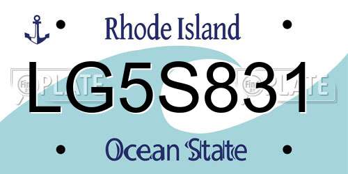 LG5S831 Rhode Island License Plate