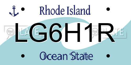 LG6H1R Rhode Island License Plate