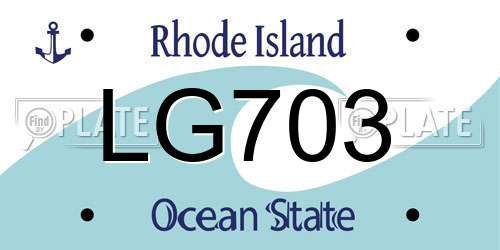 LG703 Rhode Island License Plate