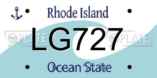 LG727 Rhode Island License Plate