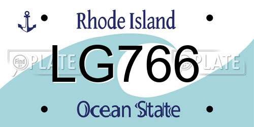 LG766 Rhode Island License Plate