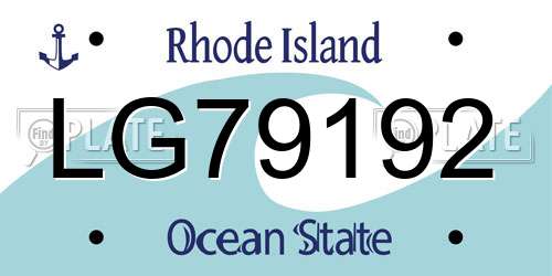 LG79192 Rhode Island License Plate