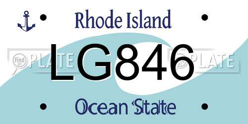 LG846 Rhode Island License Plate