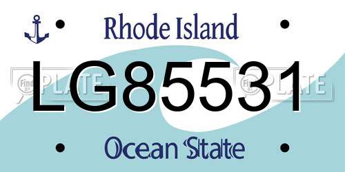 LG85531 Rhode Island License Plate