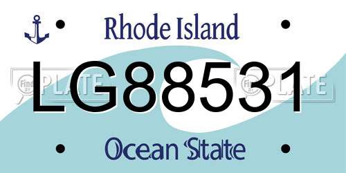 LG88531 Rhode Island License Plate