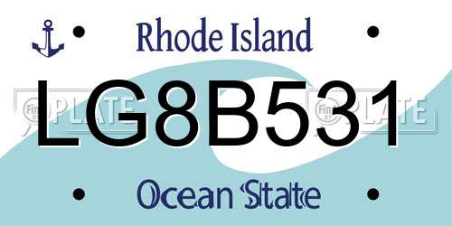 LG8B531 Rhode Island License Plate