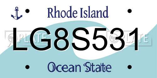 LG8S531 Rhode Island License Plate