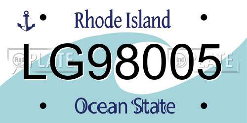 LG98005 Rhode Island License Plate