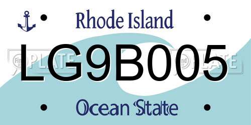 LG9B005 Rhode Island License Plate