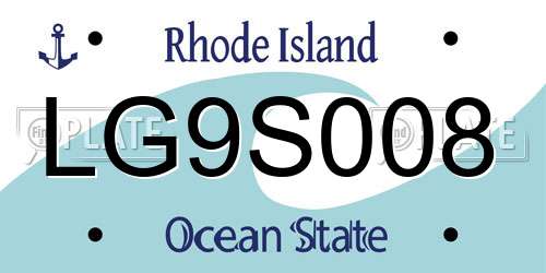 LG9S008 Rhode Island License Plate