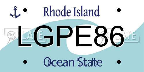 LGPE86 Rhode Island License Plate