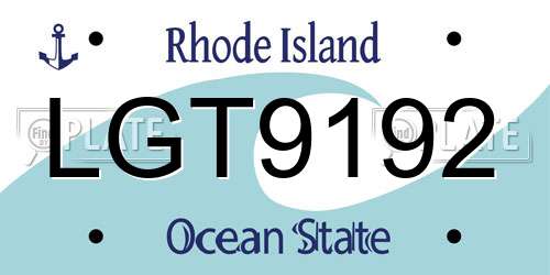 LGT9192 Rhode Island License Plate