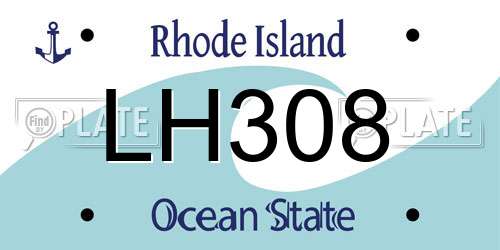 LH308 Rhode Island License Plate