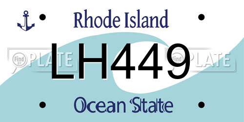 LH449 Rhode Island License Plate