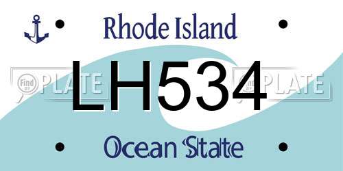 LH534 Rhode Island License Plate