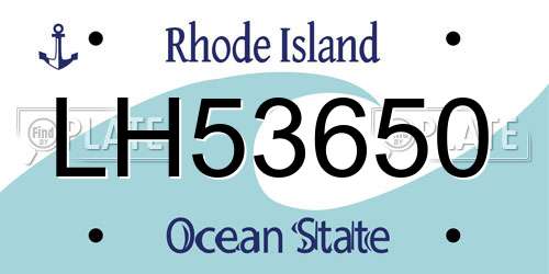 LH53650 Rhode Island License Plate