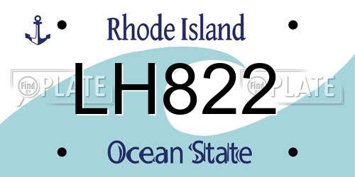 LH822 Rhode Island License Plate