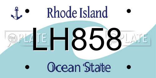LH858 Rhode Island License Plate