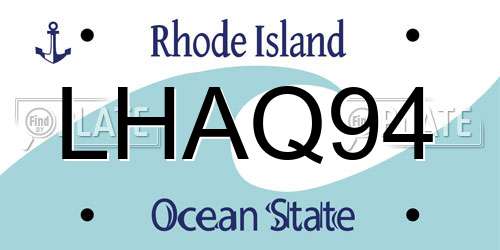 LHAQ94 Rhode Island License Plate