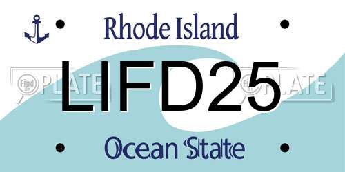 LIFD25 Rhode Island License Plate