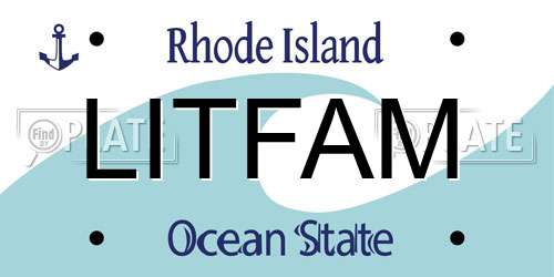 LITFAM Rhode Island License Plate