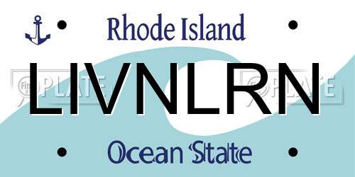 LIVNLRN Rhode Island License Plate
