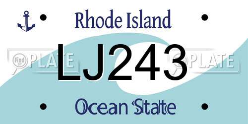 LJ243 Rhode Island License Plate