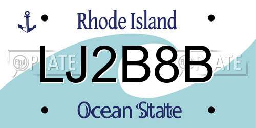 LJ2B8B Rhode Island License Plate