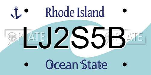 LJ2S5B Rhode Island License Plate