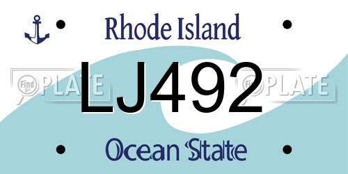 LJ492 Rhode Island License Plate