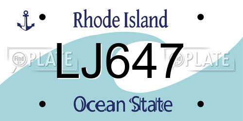 LJ647 Rhode Island License Plate
