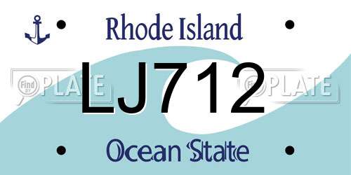 LJ712 Rhode Island License Plate