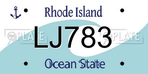 LJ783 Rhode Island License Plate