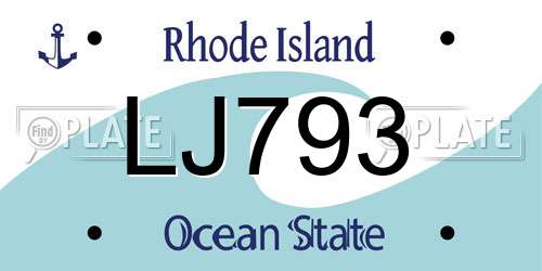 LJ793 Rhode Island License Plate