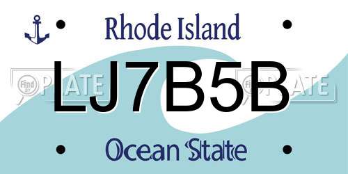 LJ7B5B Rhode Island License Plate