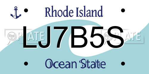 LJ7B5S Rhode Island License Plate