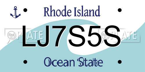 LJ7S5S Rhode Island License Plate